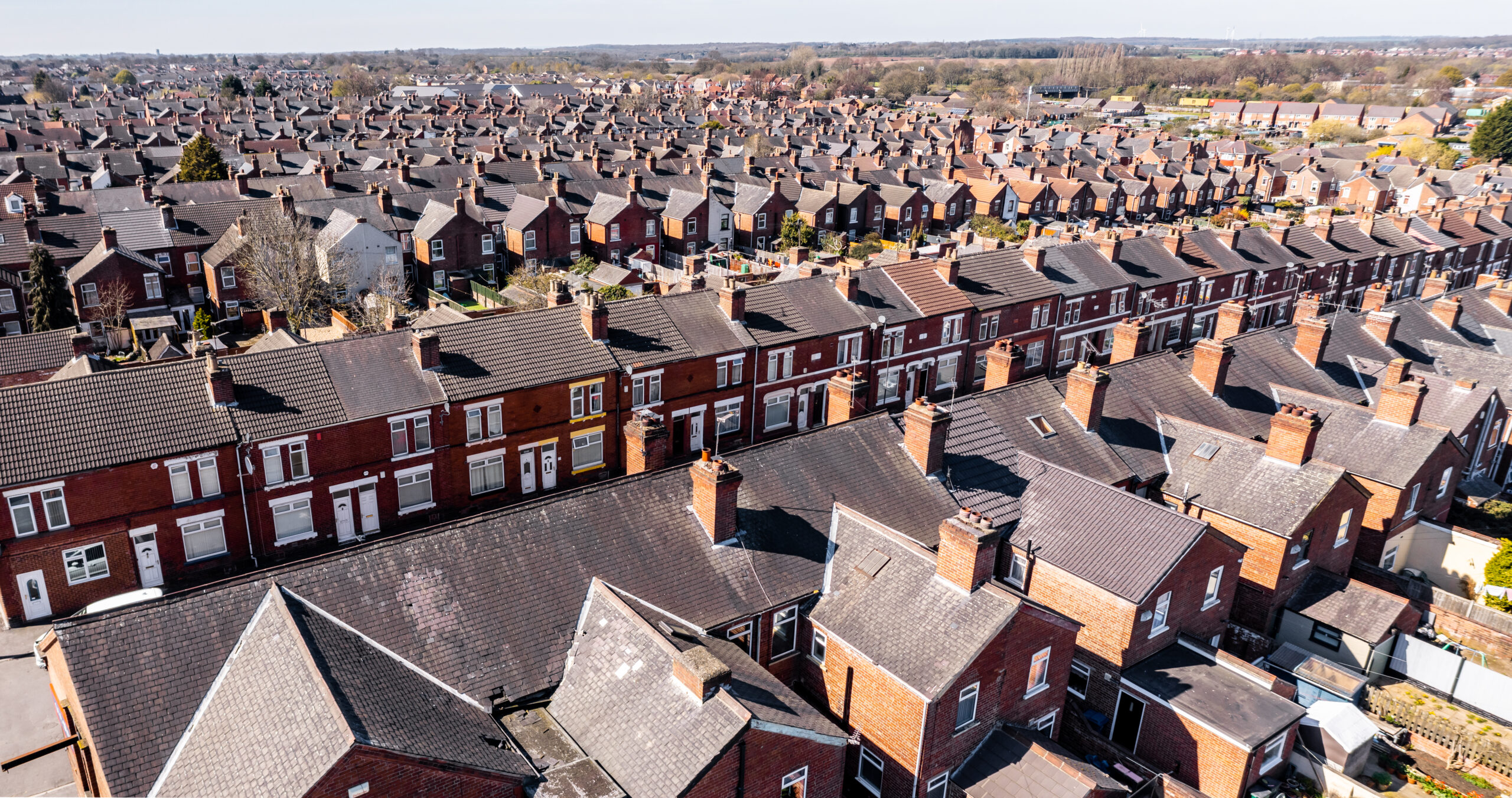 Simplified Property Renting - Aerial shot of a large area of housing
